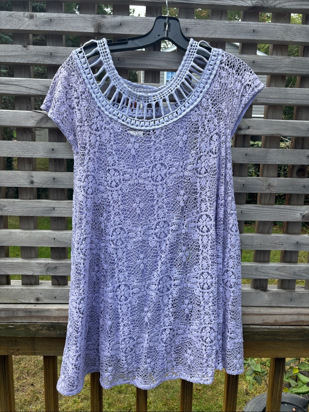Free People Lavender Crochet Mini Dress with Open Yoke